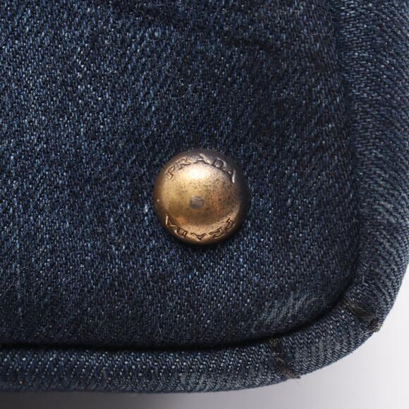 PRADA CANAPA Tote Bag Navy Blue Denim - Picture 6 of 7